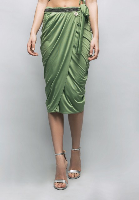 Picture of Asymmetrical skirt green apple
