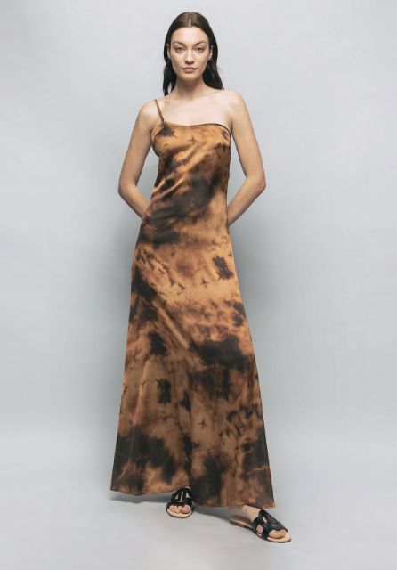 Picture of Satin dress beige sand