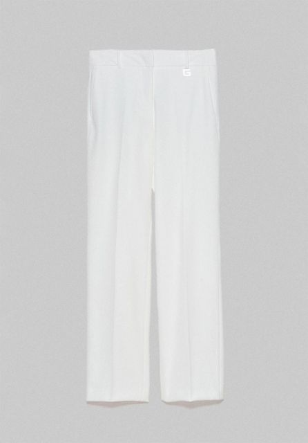 Pantalone Dritto In Cady Con Pendente Logo Bianco