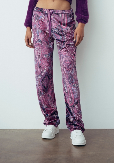 Pantalone Jogger In Poliestere Multicolor Viola