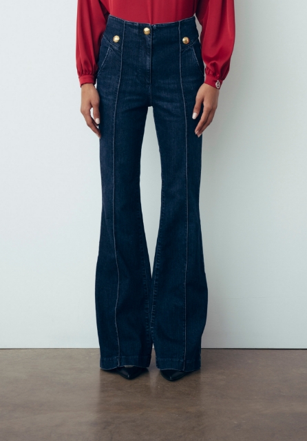 Jeans Flare Slim In Denim Blu