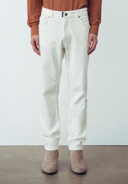 Jeans Slim In Denim Bianco Latte