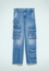 Jeans Cargo In Denim Blu