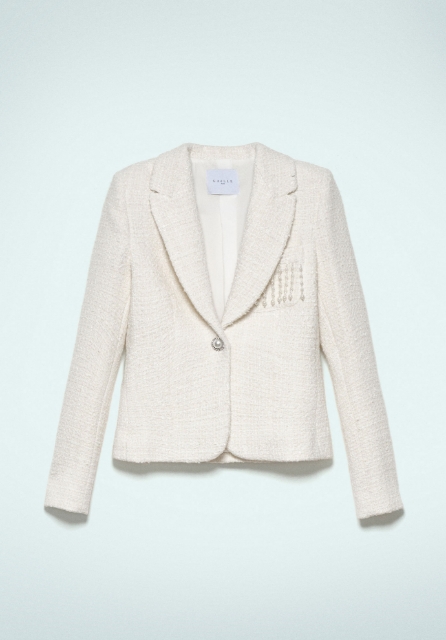 Giacca Monopetto In Boucle' Offwhite