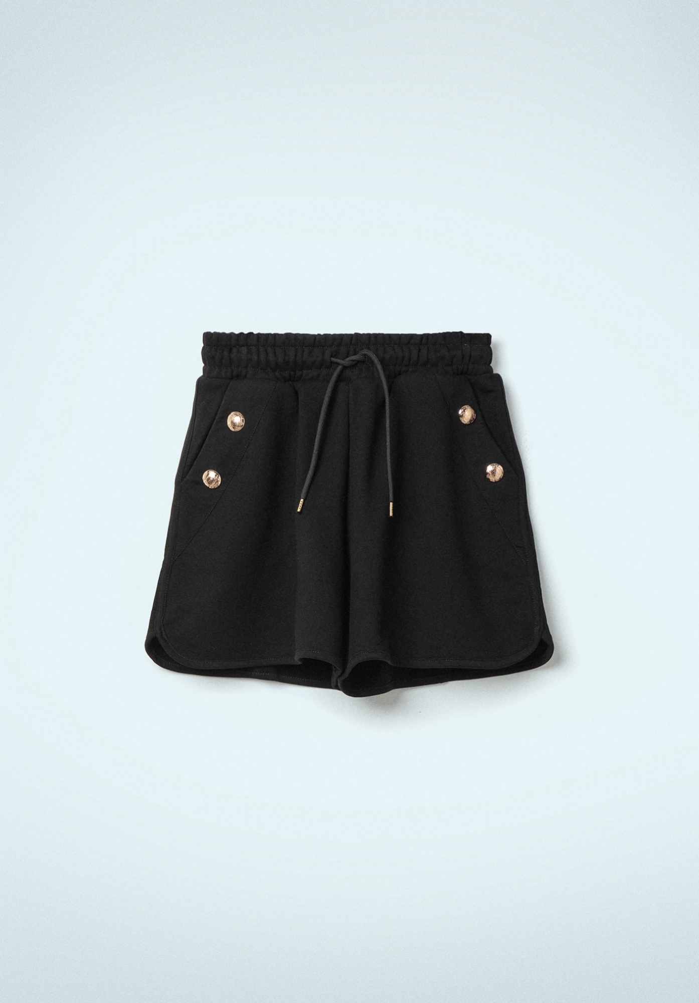 SHORT IN FELPA CON BOTTONI LOGATI ORO