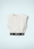 T-SHIRT CROPPED CON SPALLINE CON ELASTICO LOGATO AL FONDO