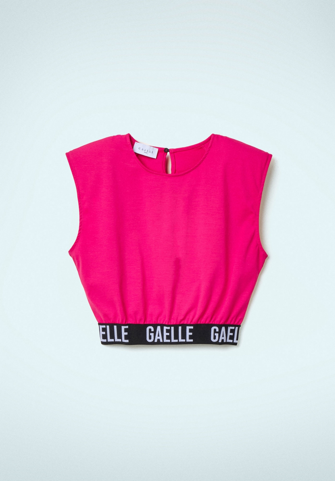 T-SHIRT CROPPED CON SPALLINE CON ELASTICO LOGATO AL FONDO