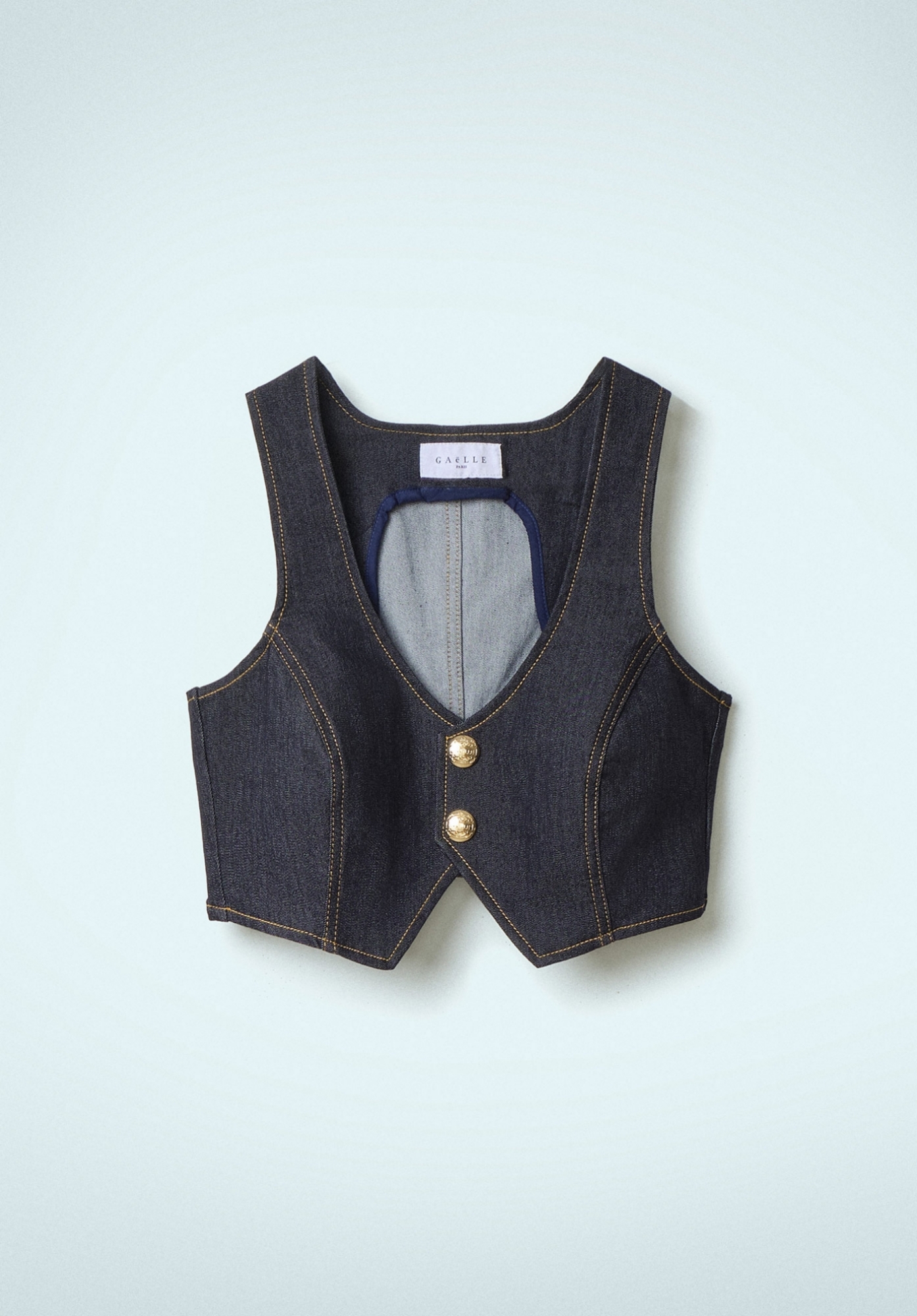 GILET SLIM IN DENIM CON BOTTONI GIOIELLO LOGATI