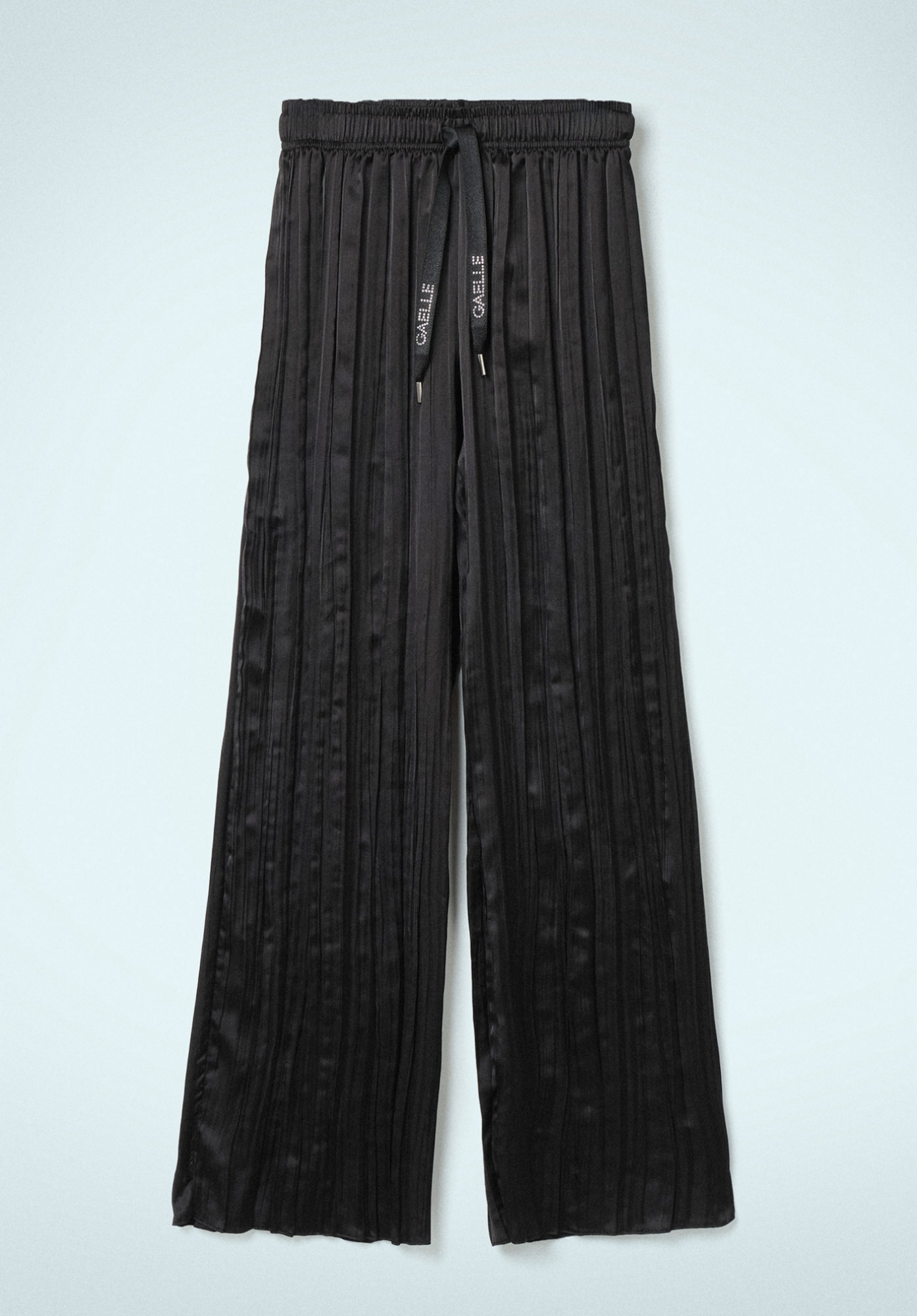 PANTALONE LUNGO PLISSE IN RASO CON COULISSE LOGATA