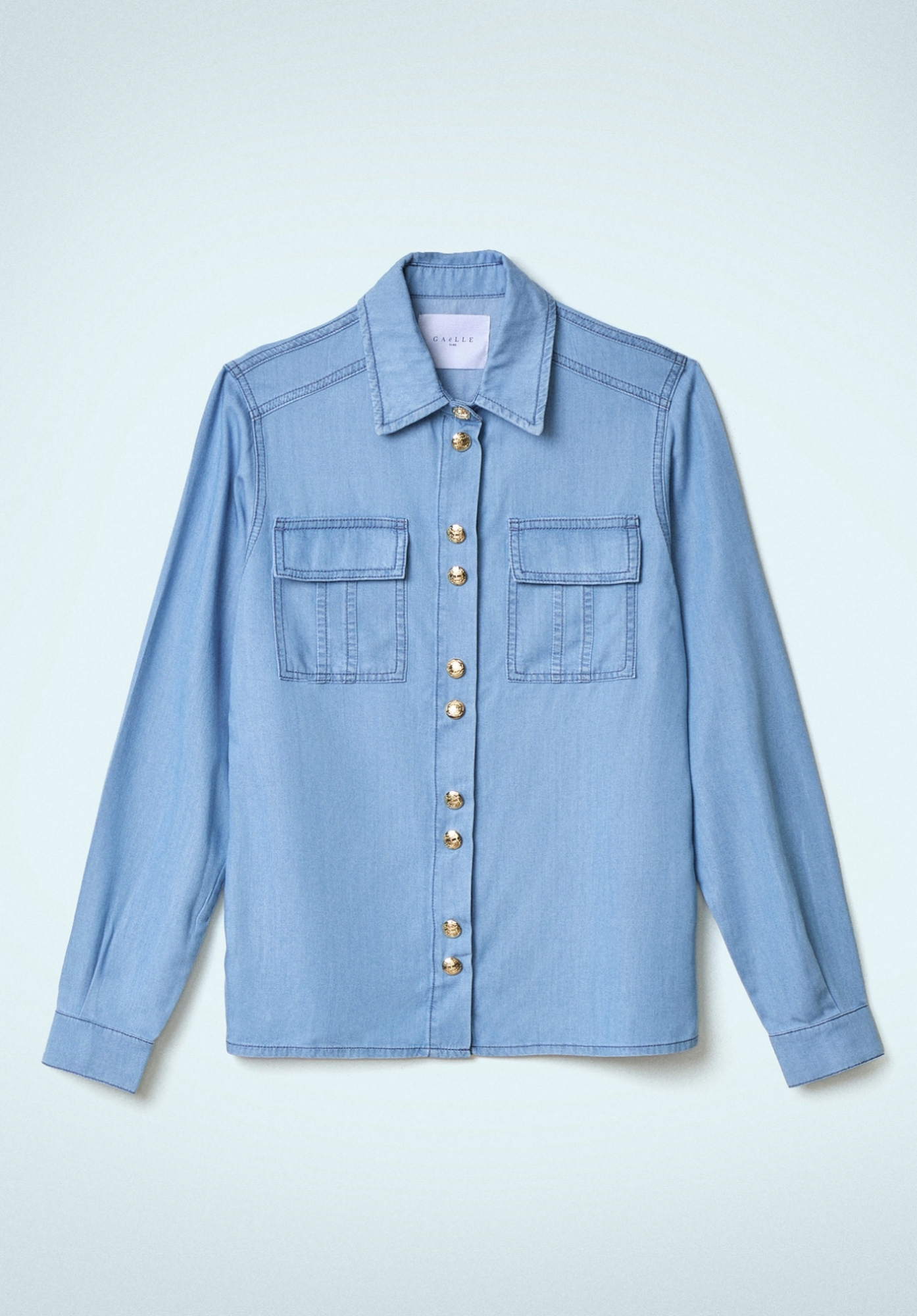 CAMICIA IN DENIM CON BOTTONI LOGATI