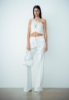 Pantalone A Zampa In Cady Bianco