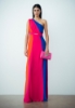 Abito Lungo Monospalla In Crepe Corallo/Fucsia Shocking/Bluette