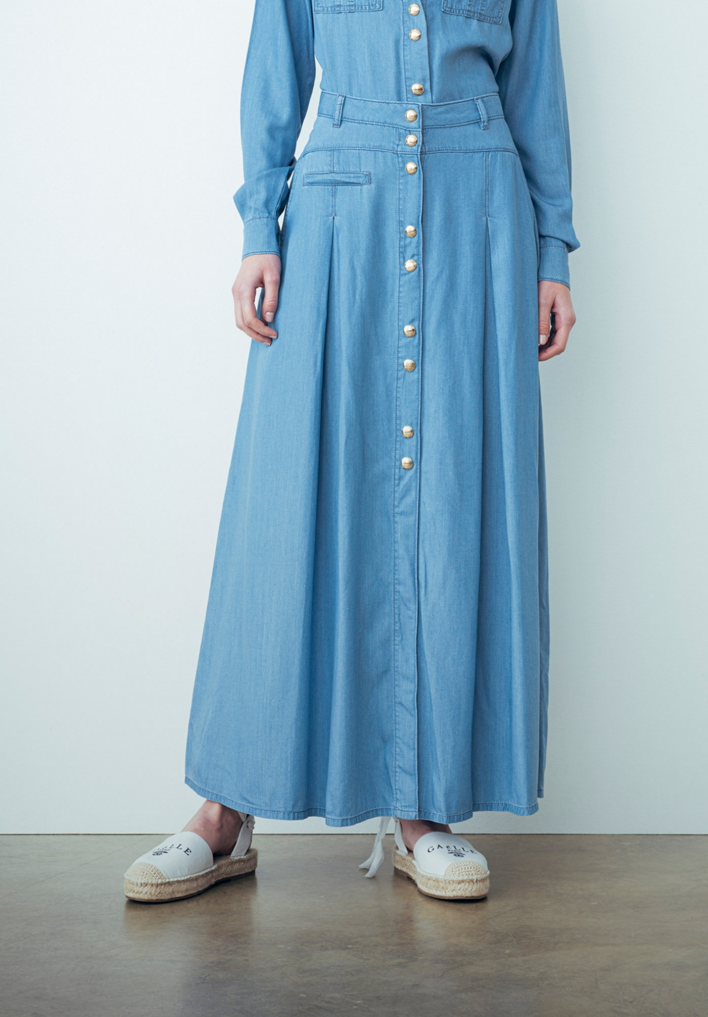 Gonna Lunga In Denim Blu