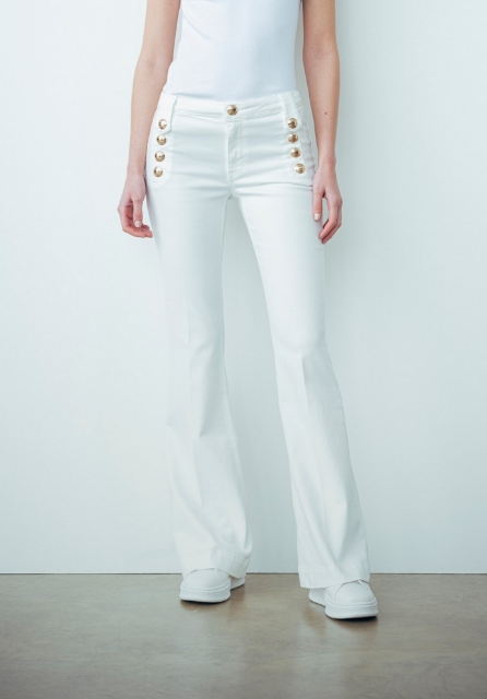 Pantalone Flare In Denim Bianco