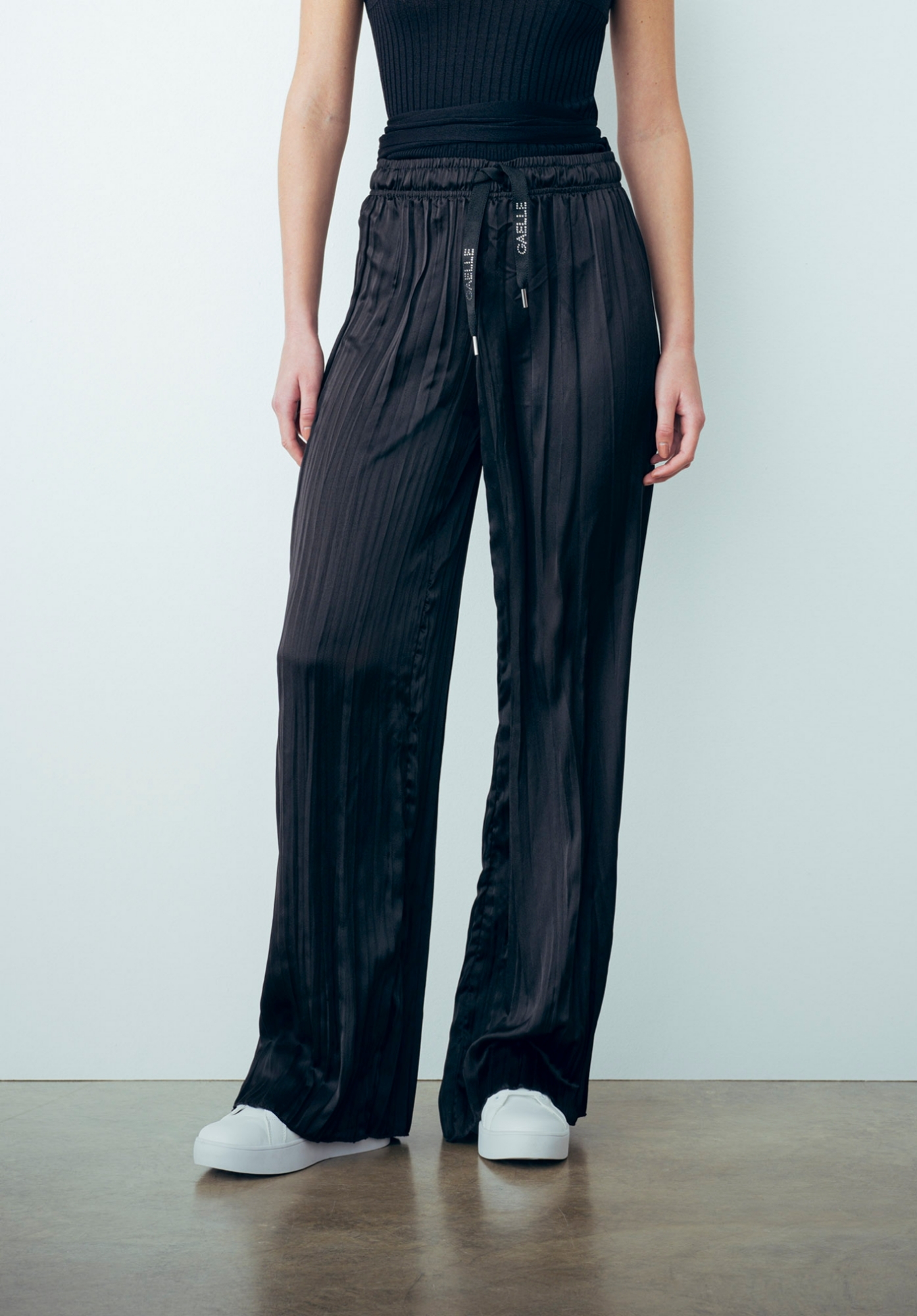 Pantalone Lungo Plisse Nero