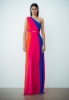 Abito Lungo Monospalla In Crepe Corallo/Fucsia Shocking/Bluette