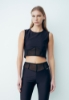 Top Cropped Girocollo Smanicato Nero