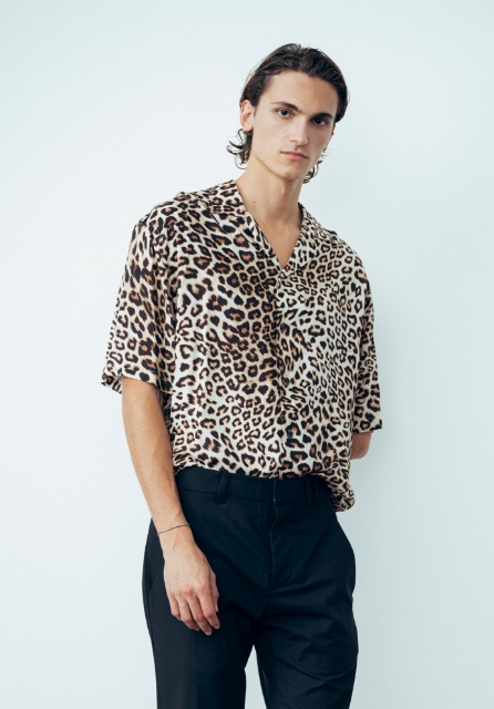 Camicia Manica Corta Stampata Leopard
