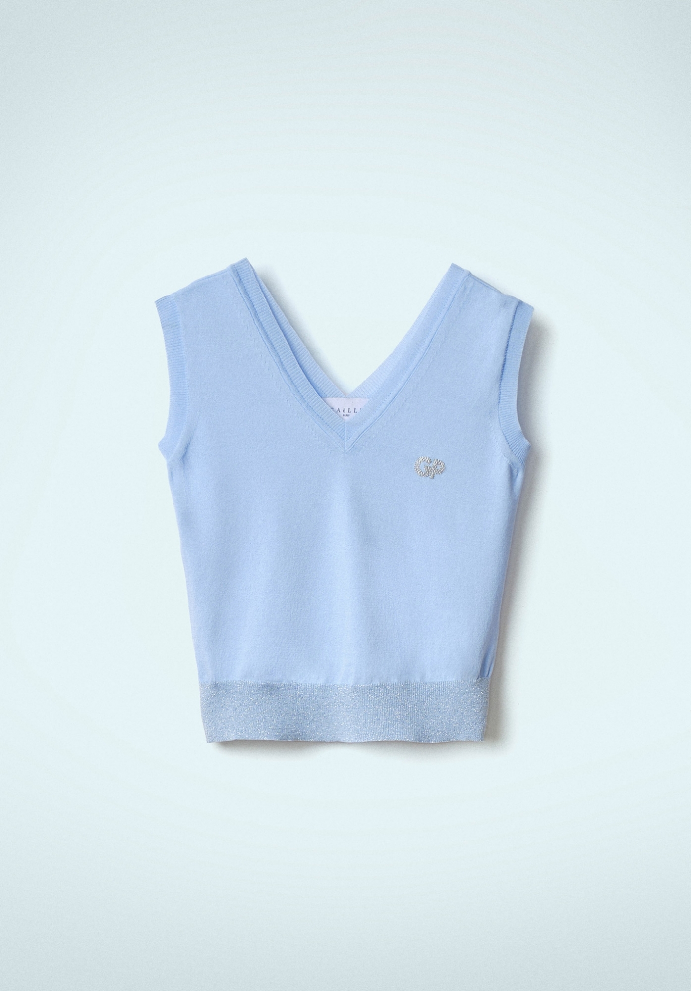 Top Cropped In Maglieria Celeste