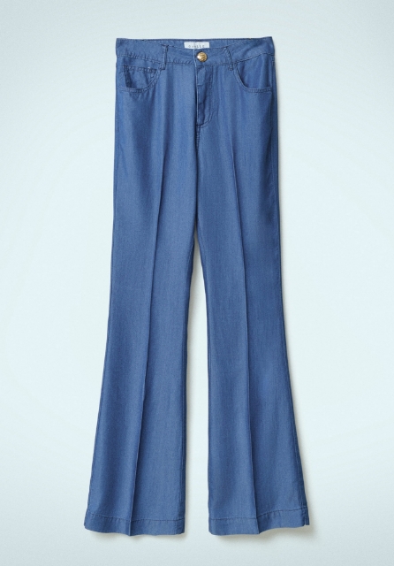 Pantalone Flare In Denim Blu
