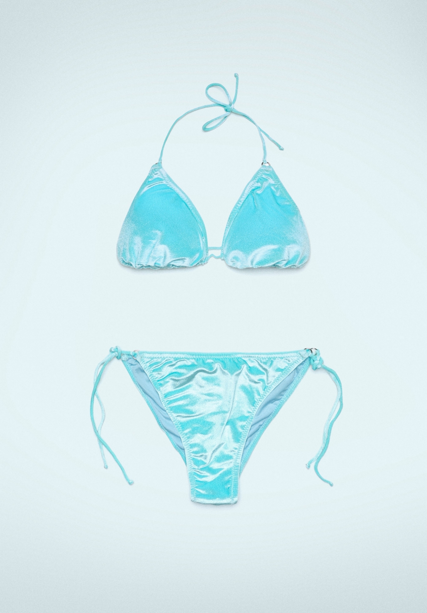 Bikini Triangolo In Ciniglia Verde Acqua
