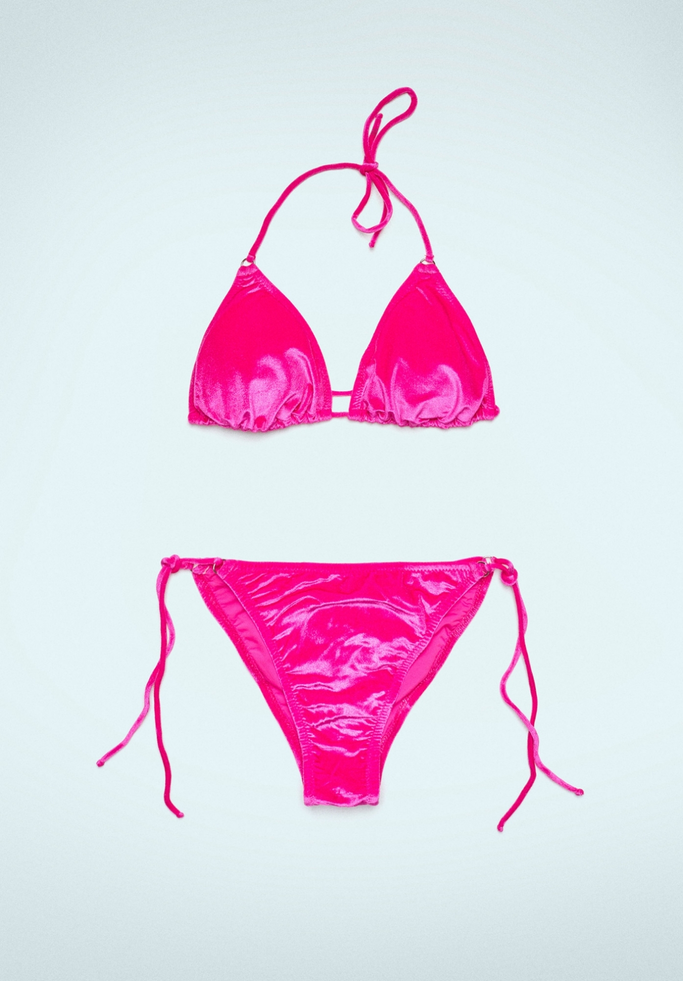 Bikini Triangolo In Ciniglia Fucsia