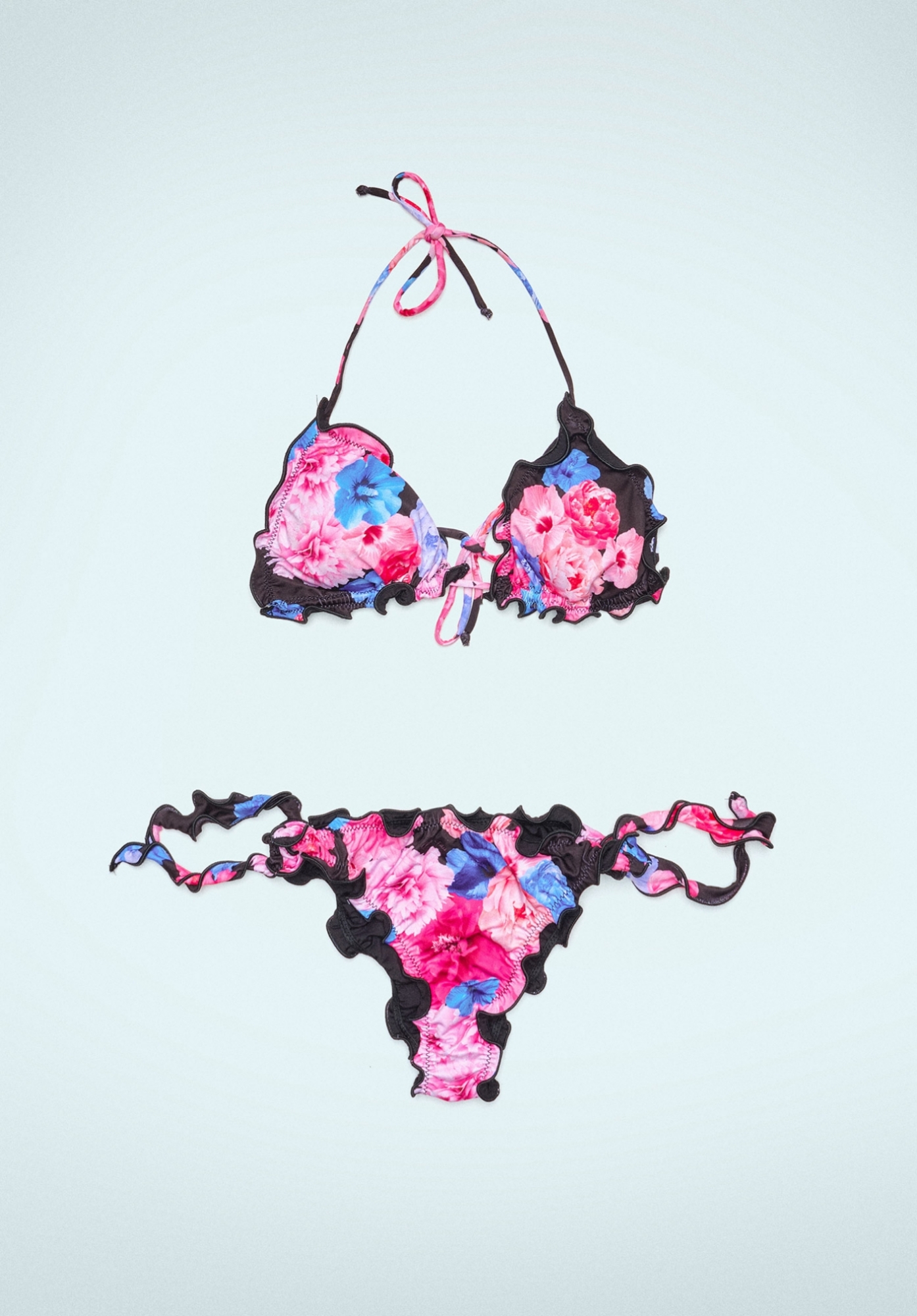 Bikini Triangolo Sbambolato Nero