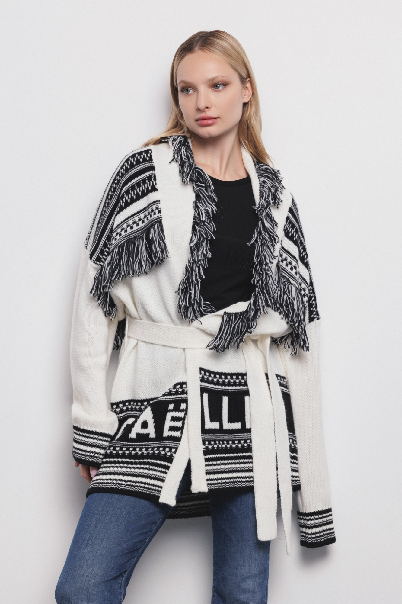 Maxi cardigan con frange store