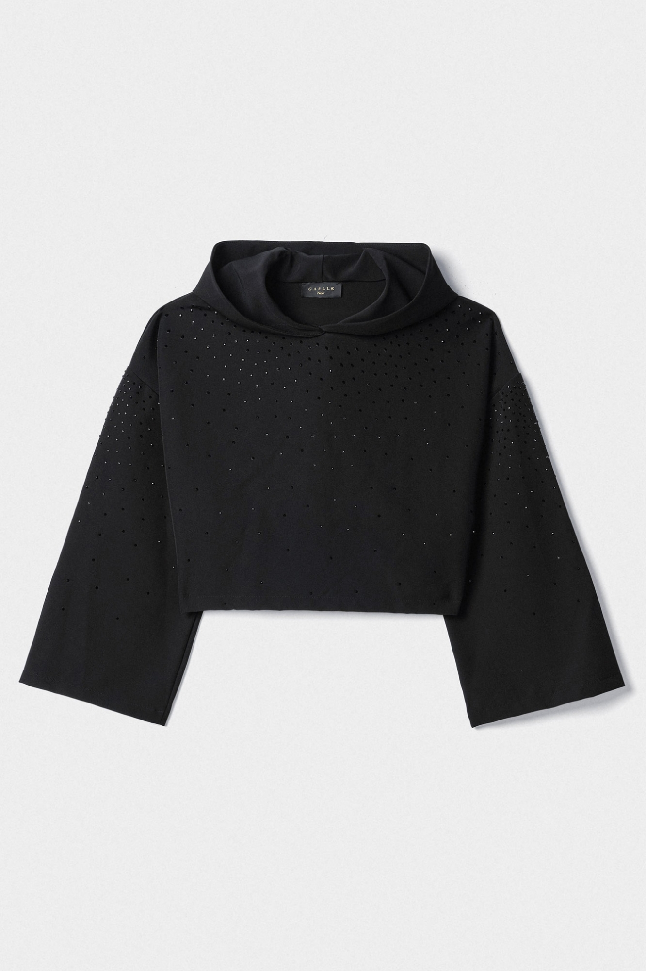 Felpa Cropped Con Cappuccio Nero