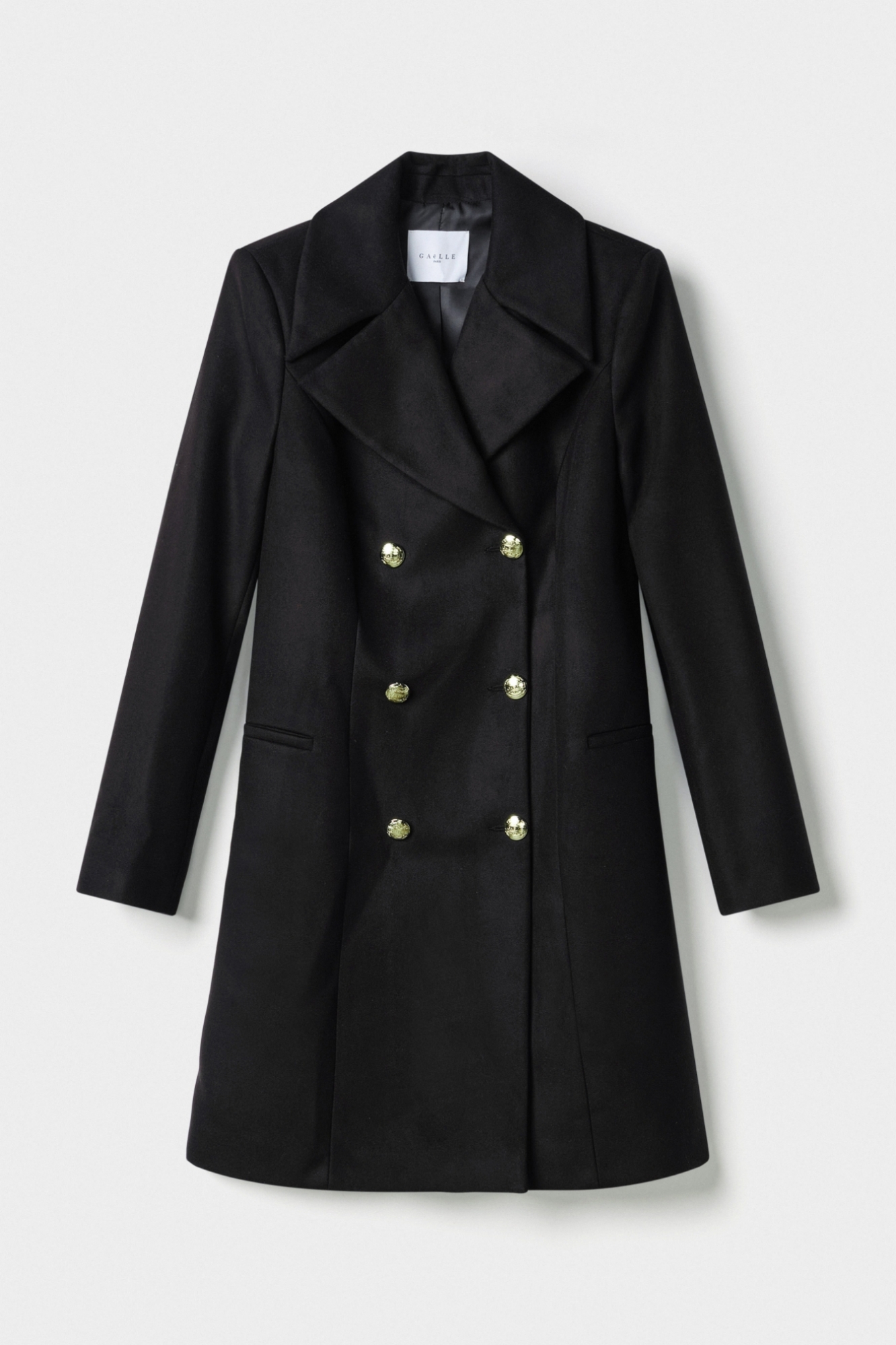 Cappotto Doppiopetto In Panno Nero