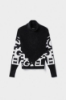 Pullover Collo Alto Fantasia Allover Nero Offwhite