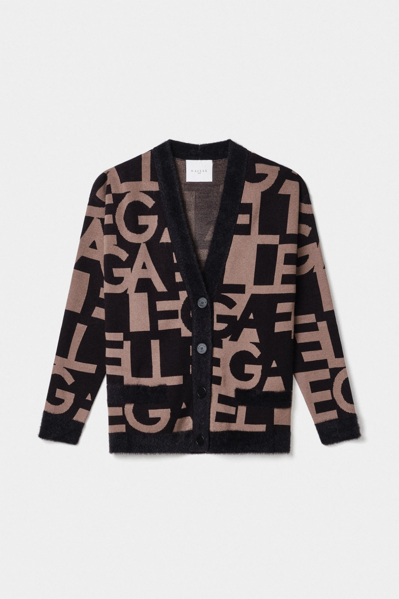 Cardigan Fantasia Allover Marrone