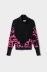 Pullover Collo Alto Fantasia Allover Nero-Fucsia