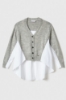 Cardigan Asimmetrico Bimateriale Grigio