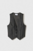 Gilet Corto Scollo A V Grigio/Off-White