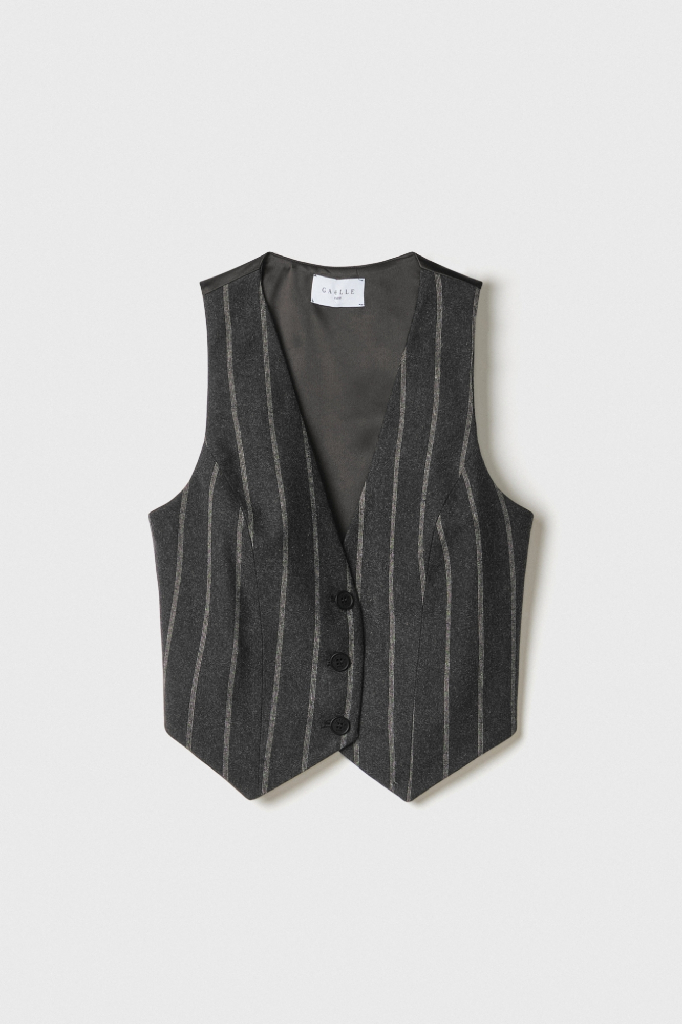 Gilet Corto Scollo A V Grigio/Off-White