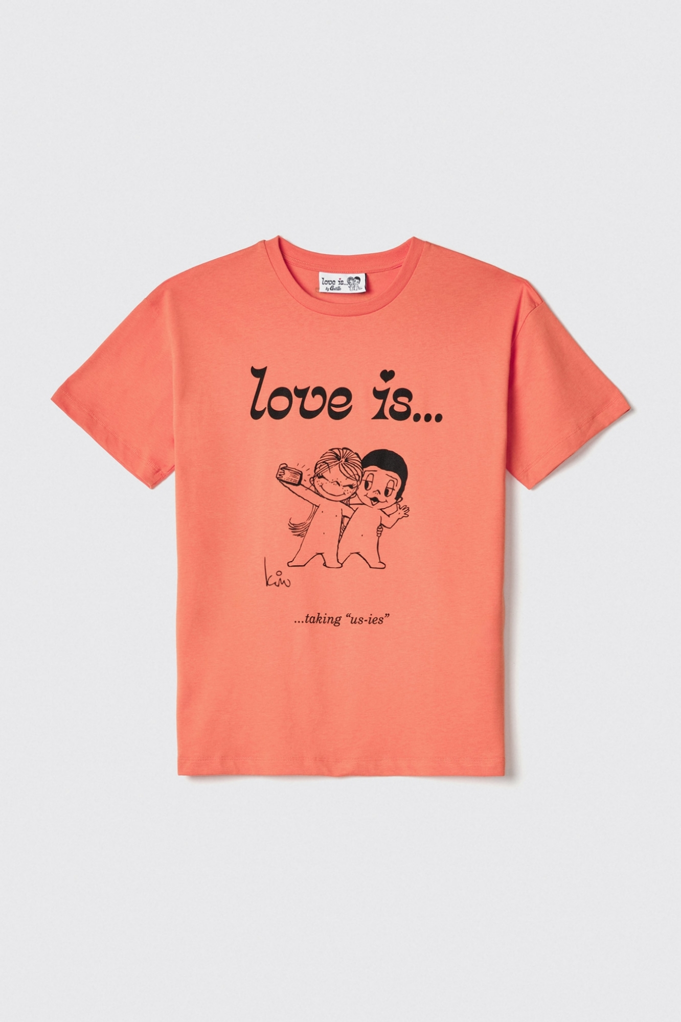 T-shirt in jersey paricollo • Arancione melone