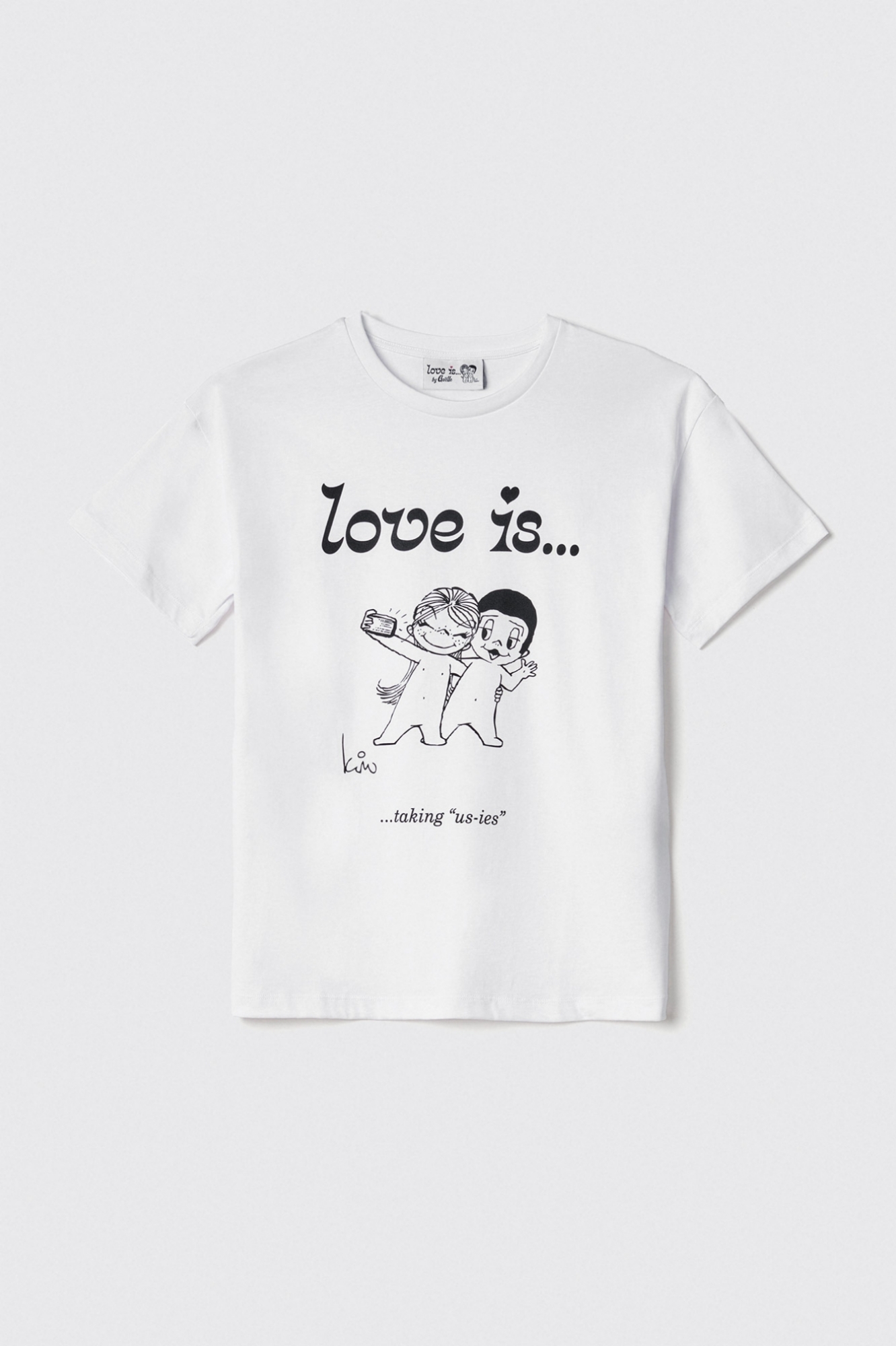 T-shirt in jersey paricollo • Bianco