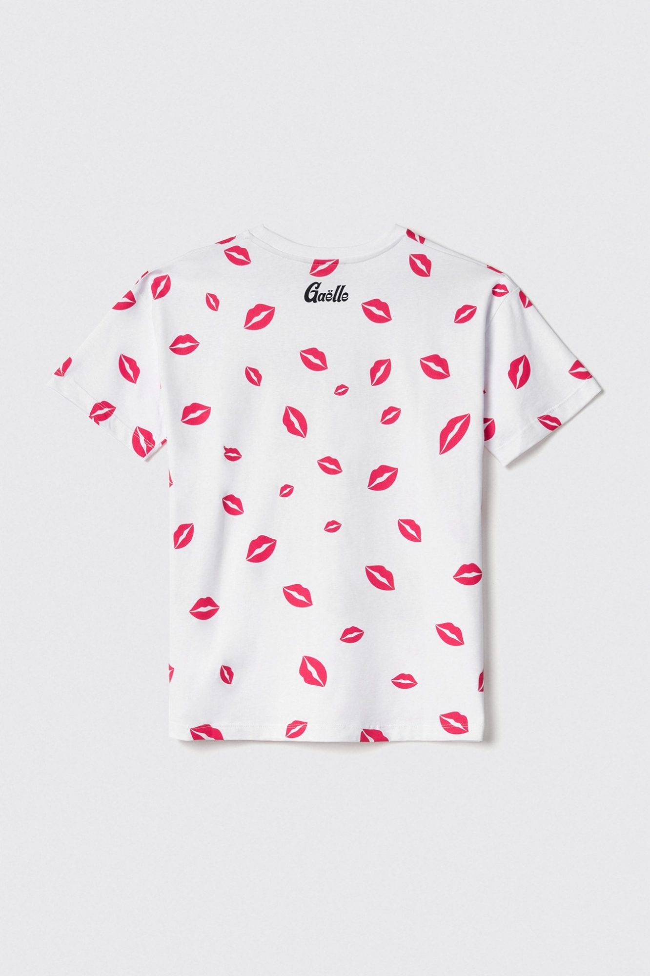 T-shirt in jersey paricollo con stampa allover • Bianco