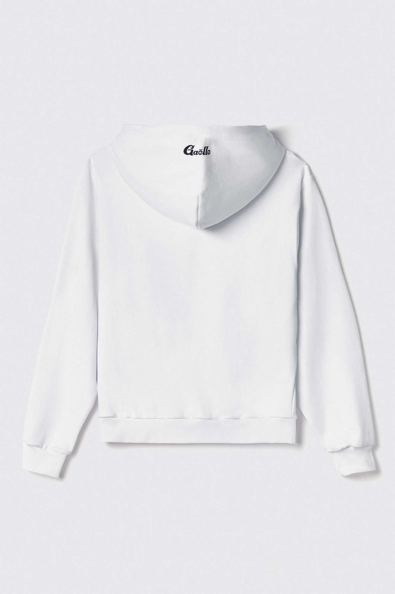 Felpa cappuccio manica lunga con logo stampa e strass • Bianco