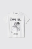 T-shirt in jesrey paricollo con stampa • Bianco