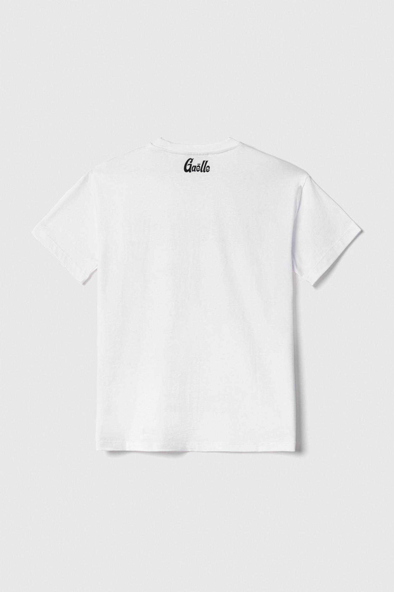 T-shirt in jesrey paricollo con stampa • Bianco