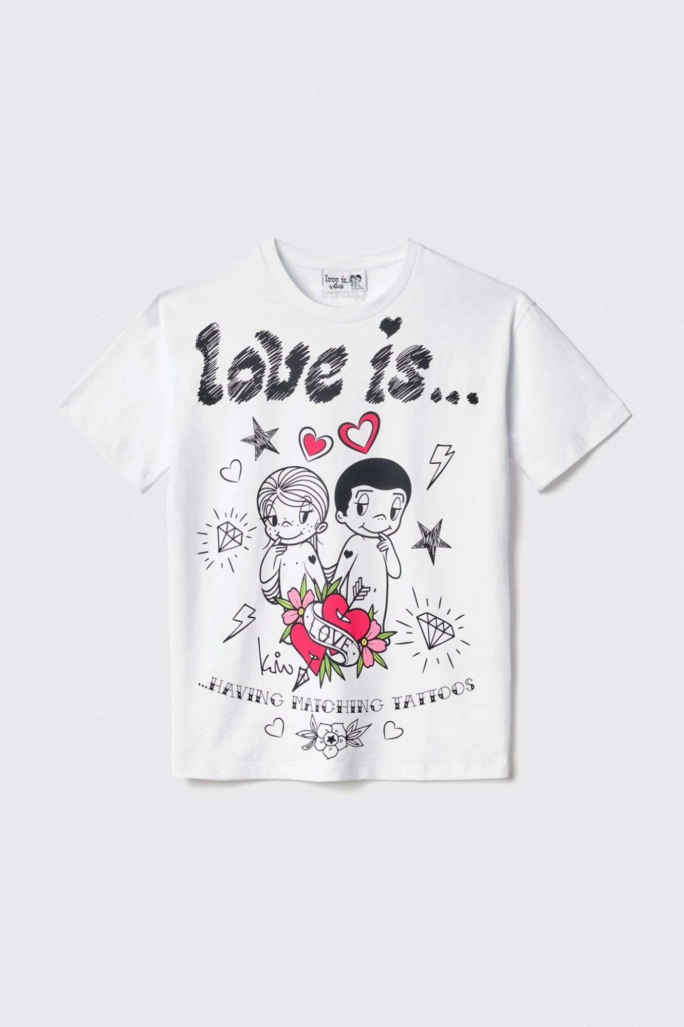 T-shirt in jersey paricollo • Bianco
