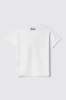 T-shirt in jersey paricollo con stampa e paillettes • Bianco