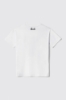 T-shirt in jersey paricollo con stampa e paillettes • Bianco