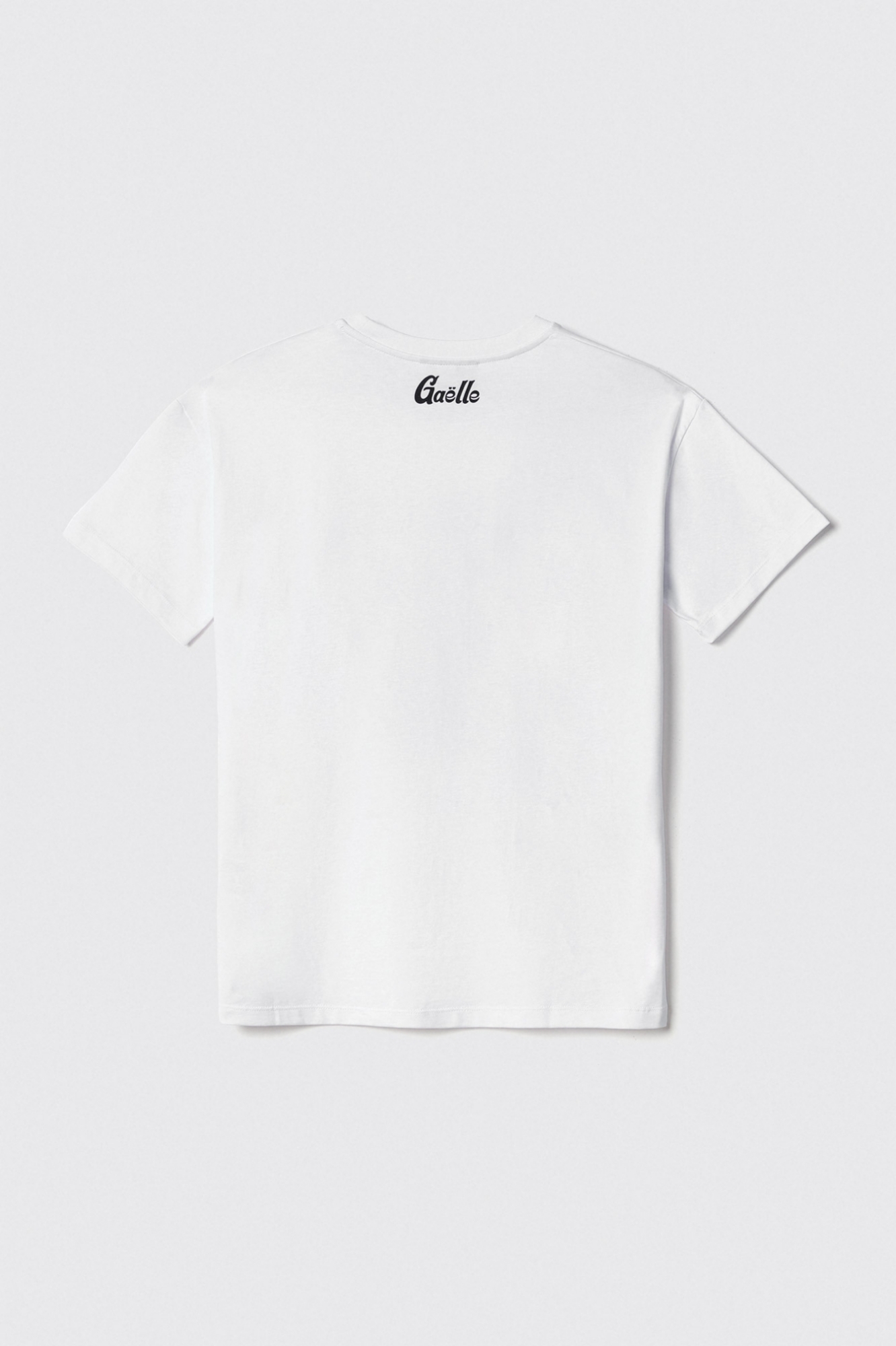 T-shirt in jersey paricollo con stampa e paillettes • Bianco
