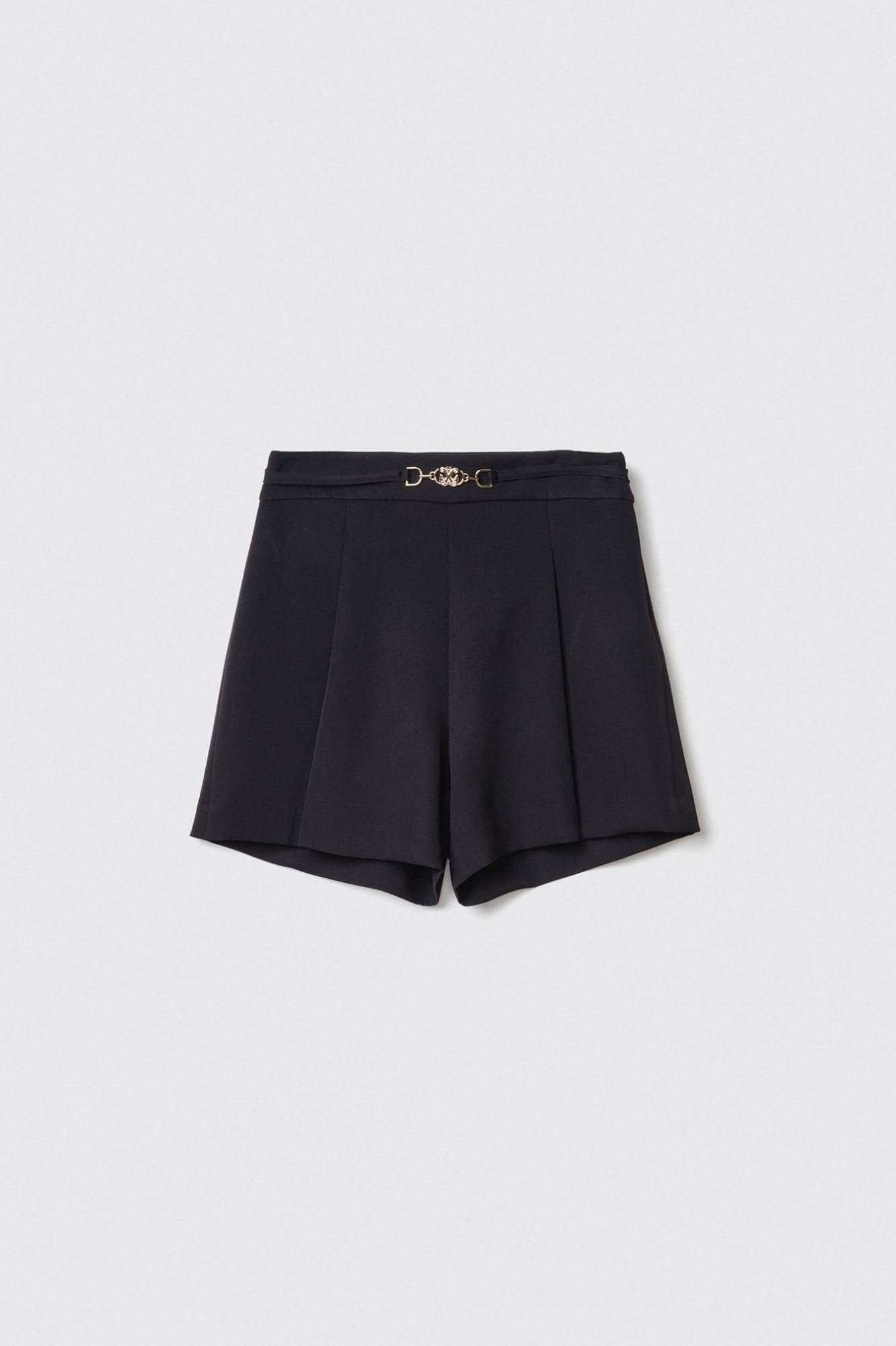 Short in cady con pinces sul davanti • Nero