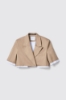 Giacca cropped mezza manica con fodera scucita in gabardina • Safari