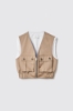 Gilet crop zippato in gabardina • Safari