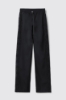 Pantalone in twill dritto con inserti in pizzo san gallo • Nero